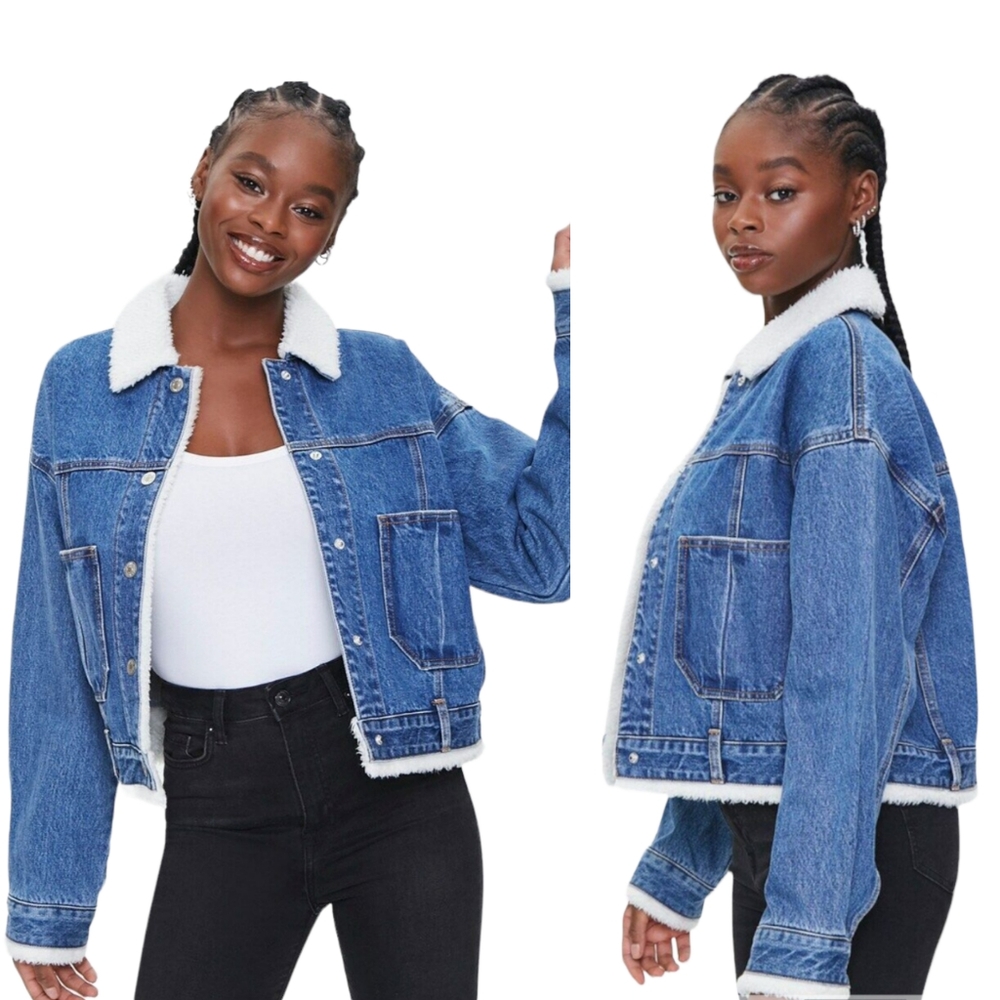 Forever 21 Denim Faux Shearling Jacket